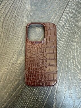 Uniqfind Brown Crocodile-Texture iPhone 16 Pro Phone Case